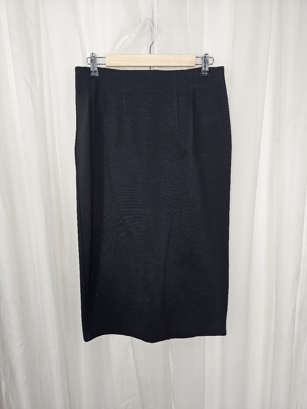 Eileen Fisher Classic Black Pencil Skirt Ponte Knit Tencel Small